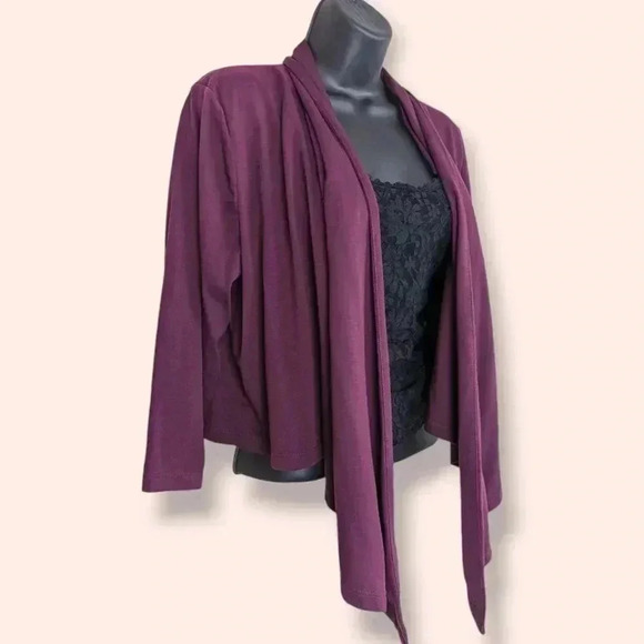 Jessica Open Front Purple Cardigan - Picture 2 of 7